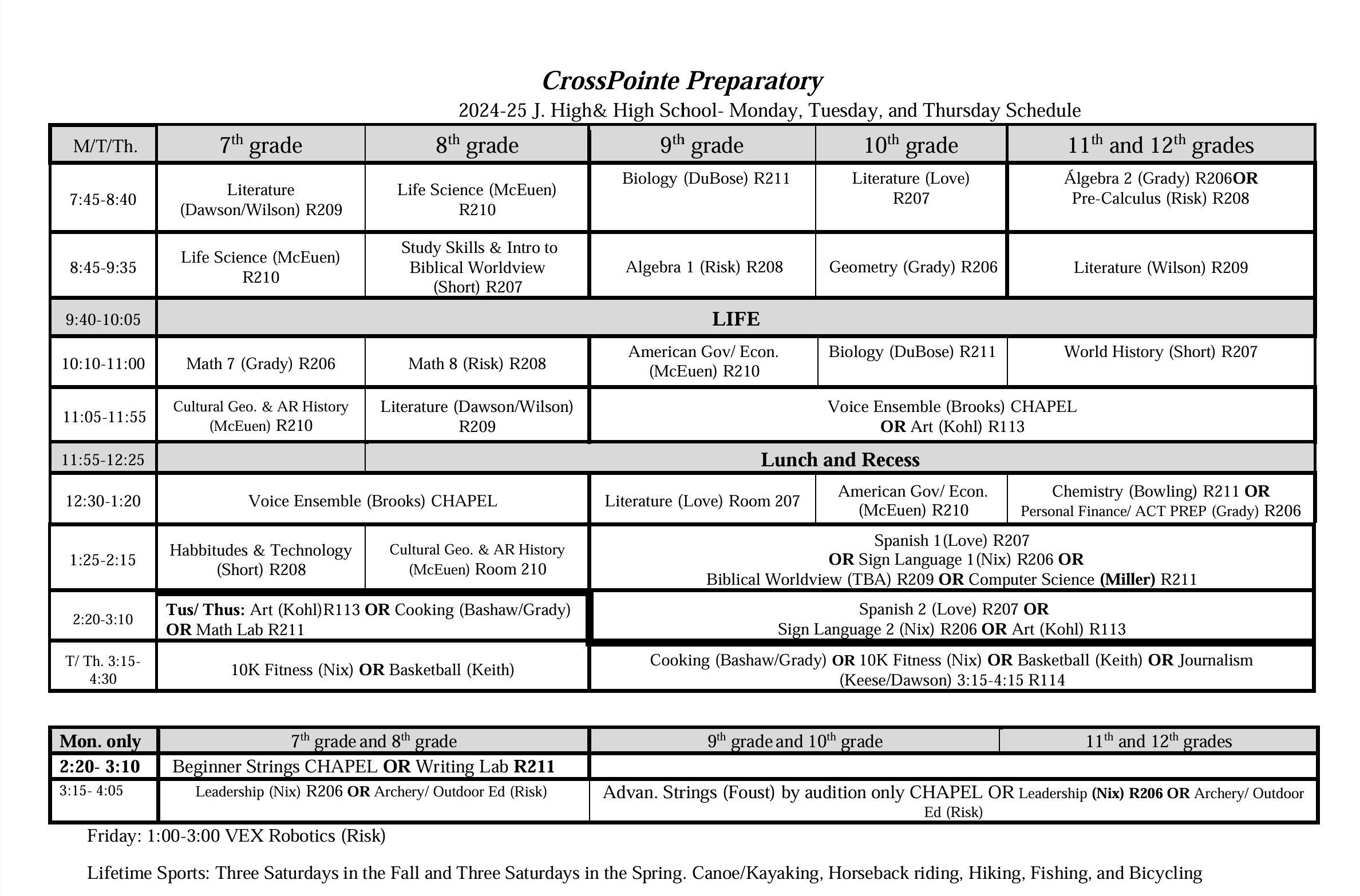 Class Schedule page 2