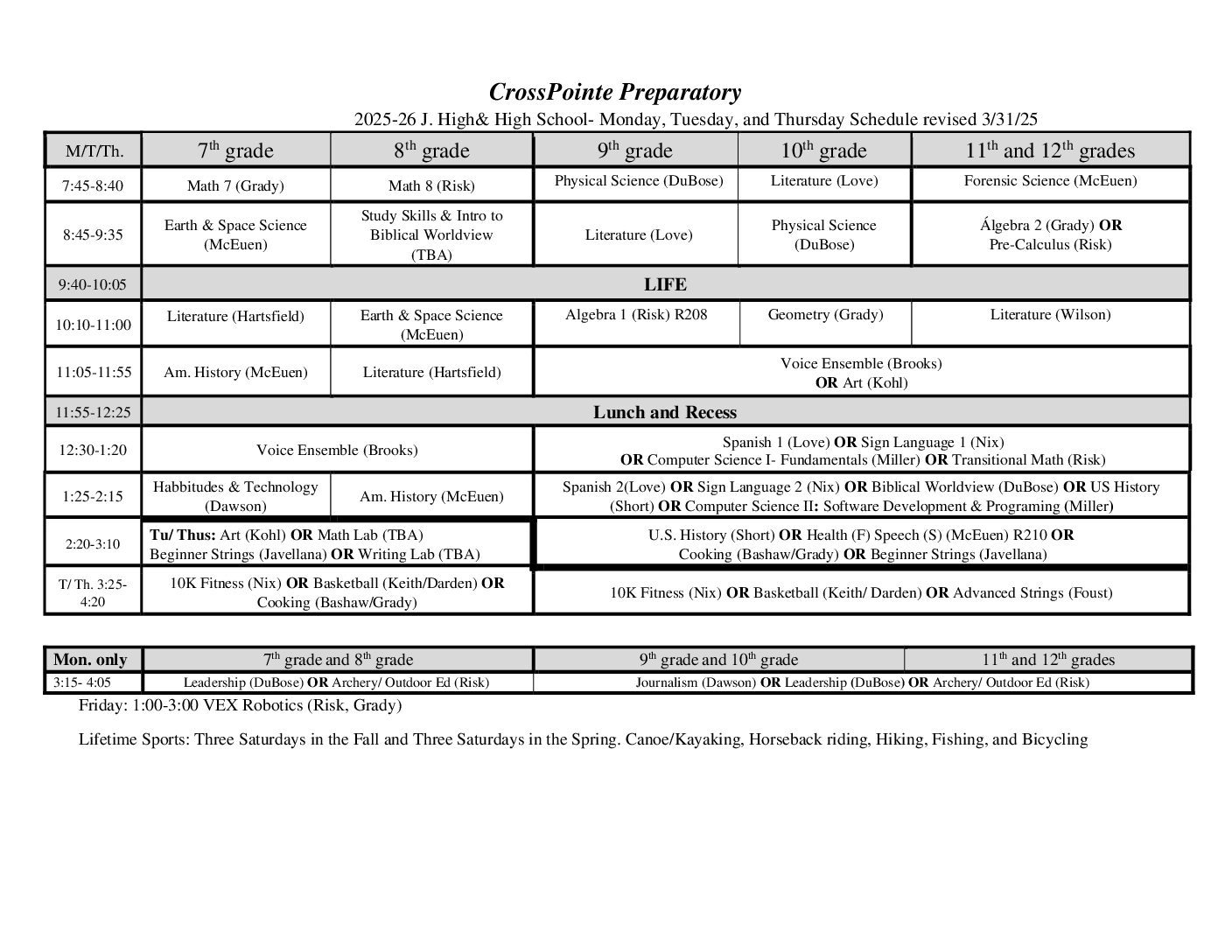 Class Schedule page 2
