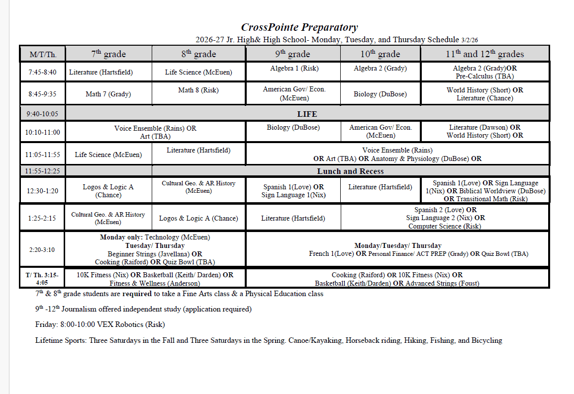 Class Schedule page 2